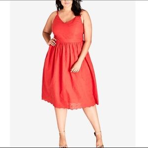 CITY CHIC Cotton Embroidered Fit And Flare Dress